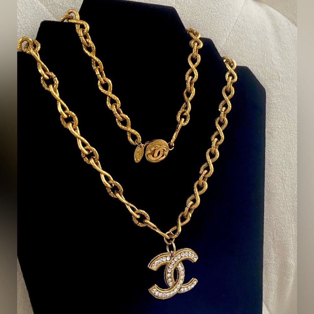 Chanel 24K Gold Plated Chain Long Necklace with Pendant - Picture 3 of 10